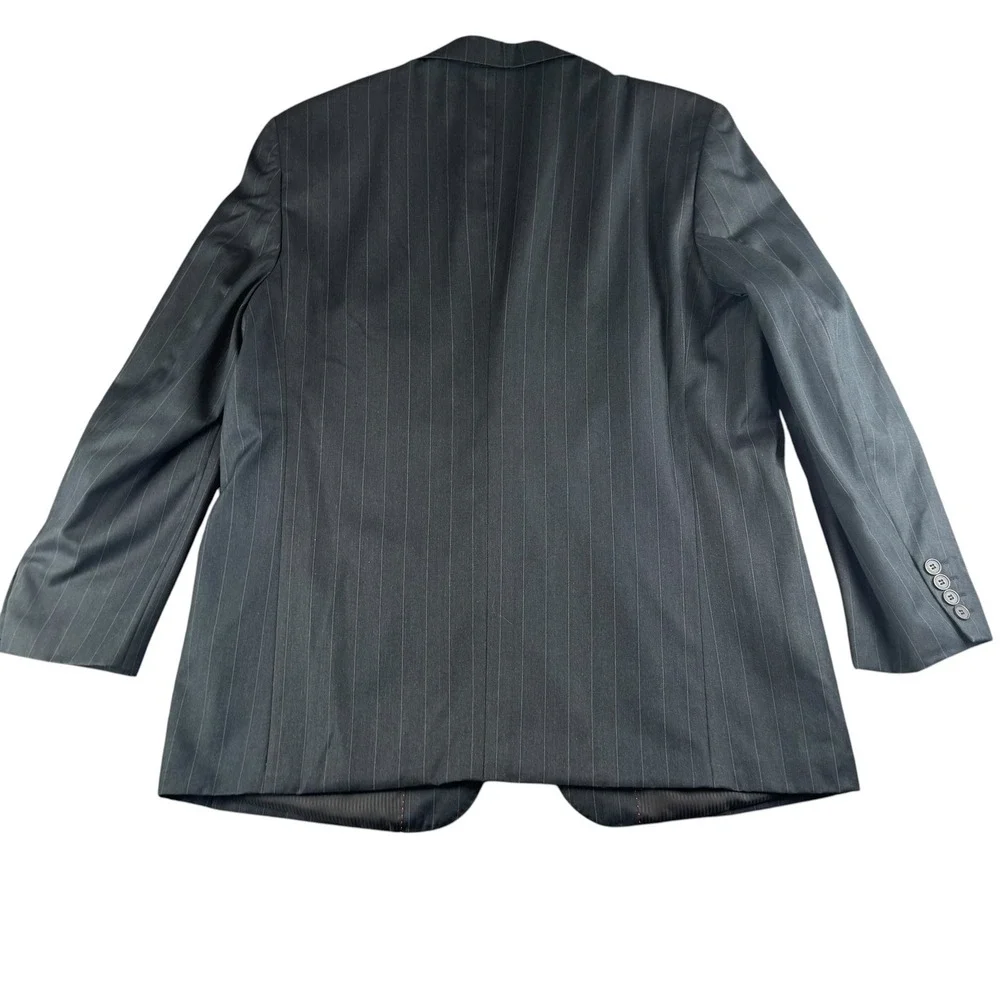 Vinci Mens Pinstripe Suit Jacket Blazer Charcoal Gray 3 Button‎ 44R